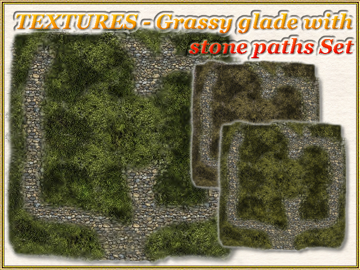 TEXTURES - Grassy glade with stone paths Set (Full perm)