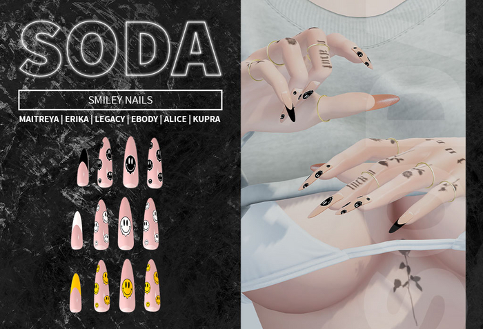 SODA - Smiley Nails - White