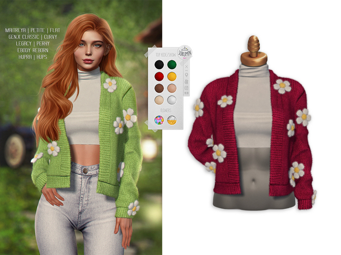 -Sorumin- Floral Cardigan -Pink-