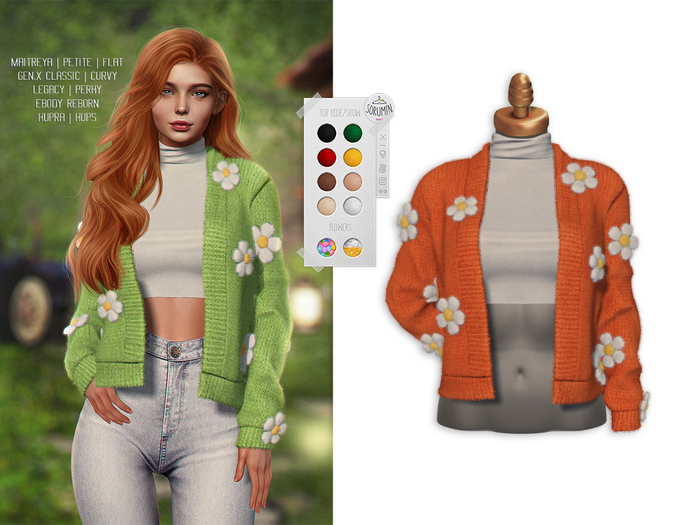 -Sorumin- Floral Cardigan -Orange-