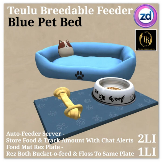 *ZD* Teulu Breedables Feeder - Blue Pet Bed