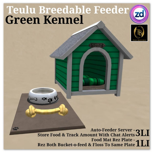 *ZD* Teulu Breedables Feeder - Green Kennel