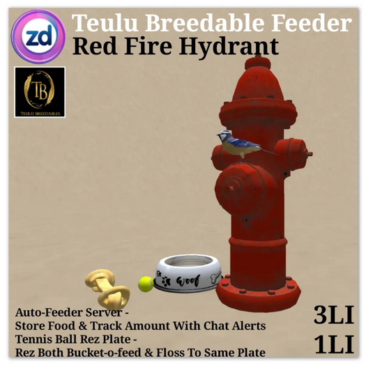 *ZD* Teulu Breedables Feeder - Red Fire Hydrant