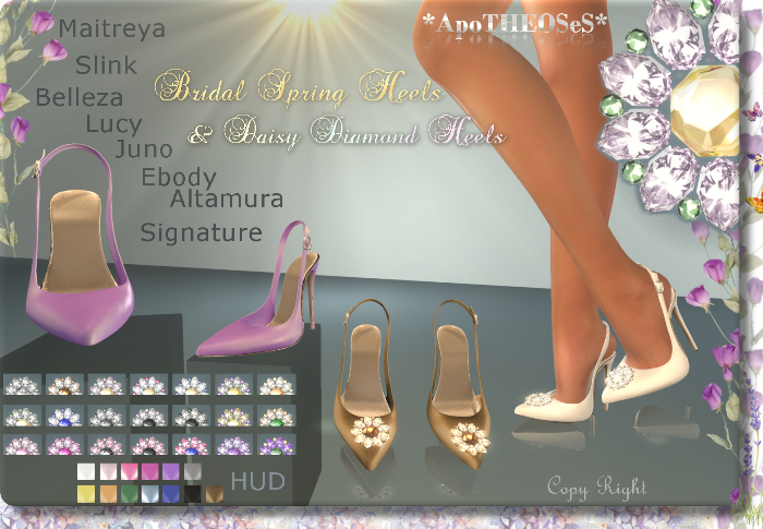 Bridal Spring Heels & Daisy Diamond Heels