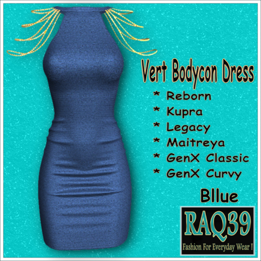 [R39] Vert BodyCon Dress-Blue