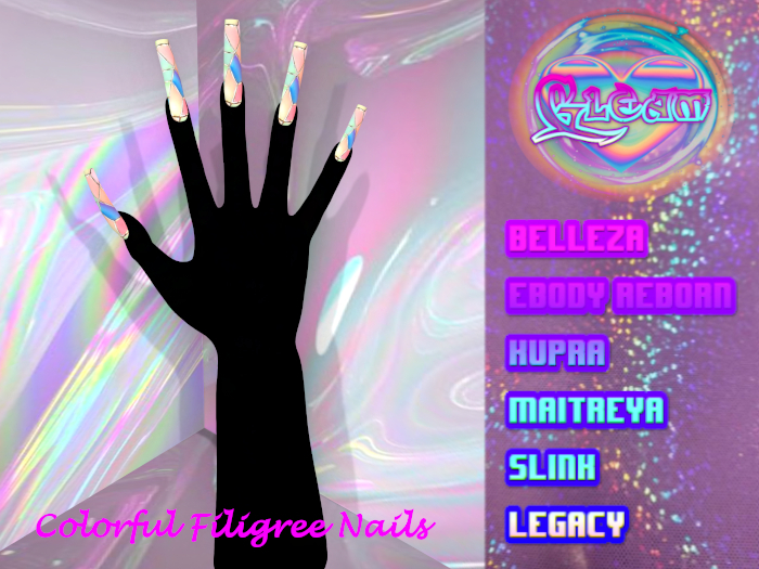GLEAM: Colorful Filigree Nails