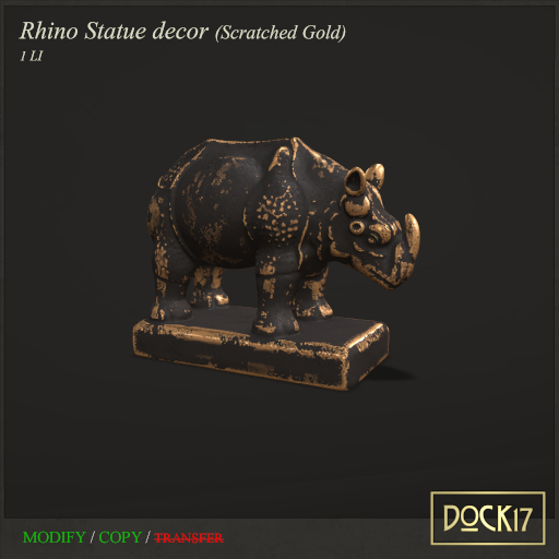 #Dock17# Rhino statue Scratched Gold package (ADD)