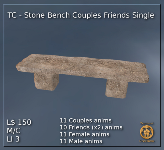 TC - Stone and Wood Benches Couples, Friends, Singles