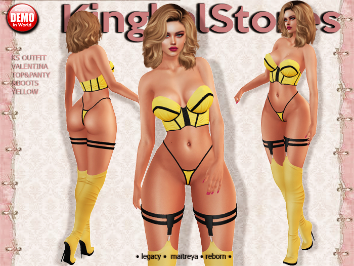 KS OUTFIT VALENTINA TOP&PANTY&BOOTS YELLOW