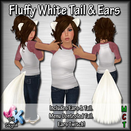 !JK! Fluffy White Tail & Ears (ad)