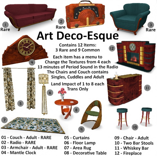 01-Art Deco-Esque  Couch - Adult - Boxed - RARE