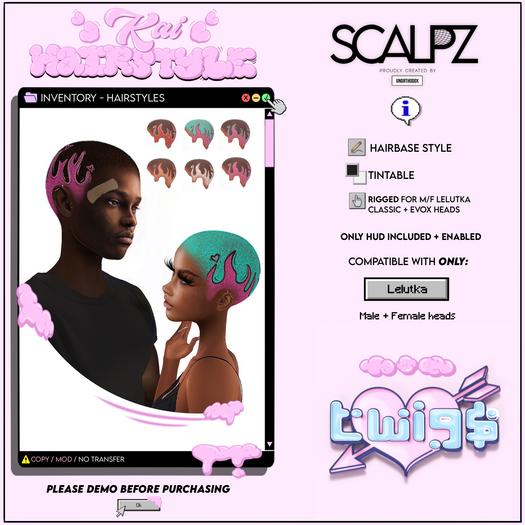 TWIG$ x SCALPZ: Kai Hairbase [HOMME] [HUD] [UNPACKER]