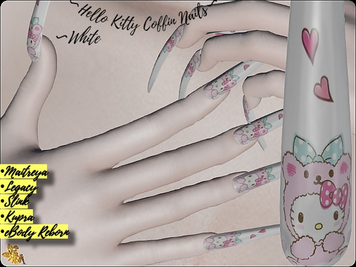 Second Life Marketplace NT Hello Kitty Coffin Nails (White)
