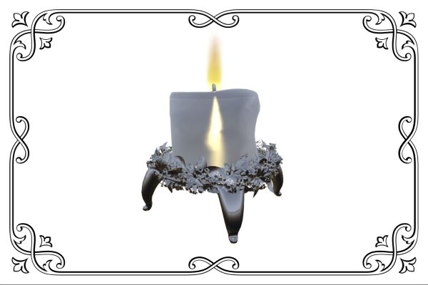 Candle With Silver Bloom Collar