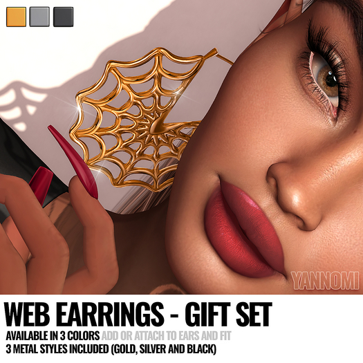 [YAN] Spiderweb earrings L&R - Free at inworld store!!