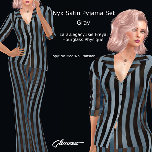 ! Glitterati ! - Nyx Satin Pyjama Set - Gray