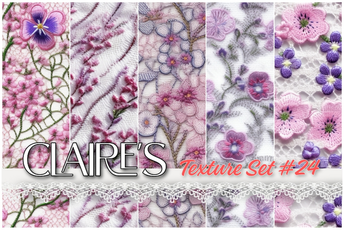 [Claire's] Texture Set #24 - Full Perm - Purple Flowers