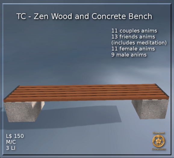 TC - Zen Wood and Concrete Bench