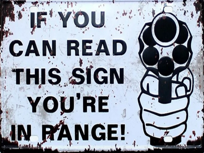 Mesh Metal Sign-You're in Range