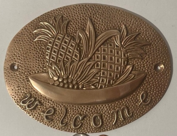 Mesh Metal Sign-Welcome on Brass