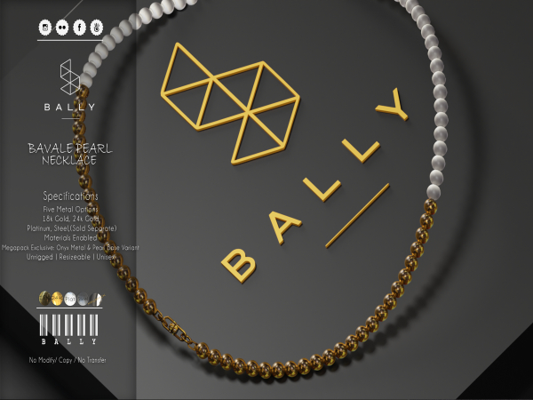 'BALLY' Bavale Pearl Necklace 24K Gold