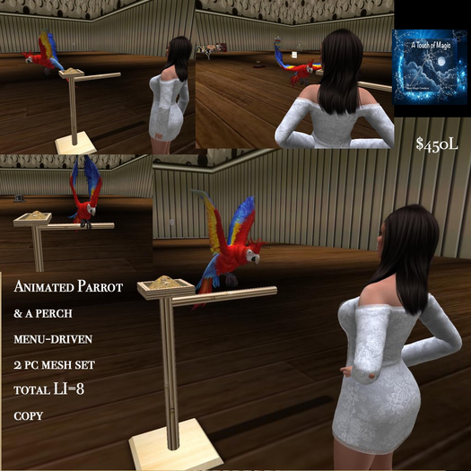 Animated Parrot menu-driven with a perch-Box LI=8