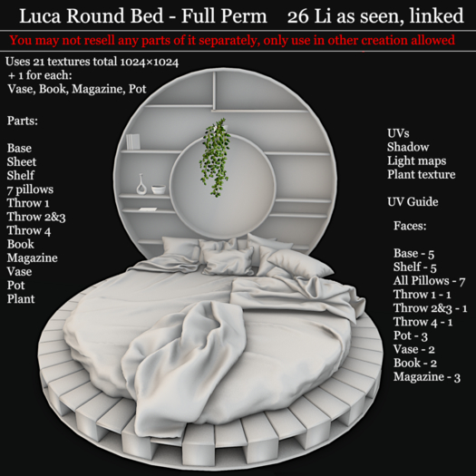 Luca Round Bed - Full Perm (add)