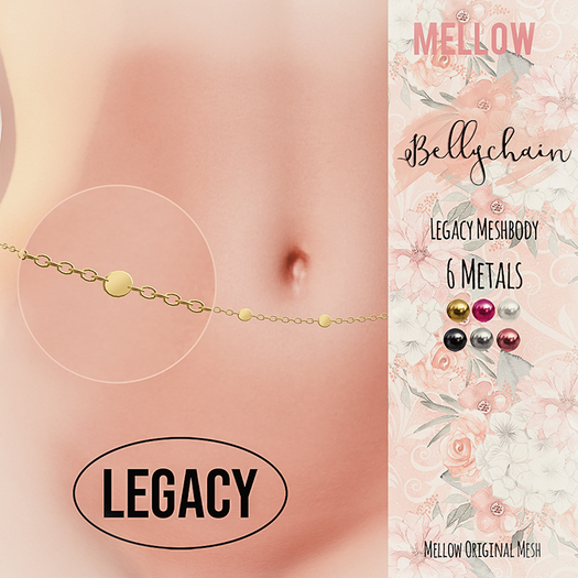 Mellow / Belly Chain ♥ Legacy ♥ Rigged Mesh Body Jewelry ♥ Meshbody Mesh Body Chains Bento Bellychain