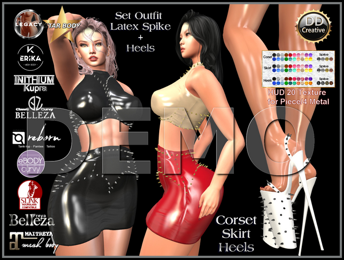 ☾ⅅⅅ☽ Set Outfit Latex Spike + Heels DEMO