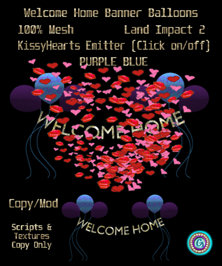 Welcome Home Banner Balloons Purple Blue