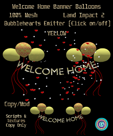 Welcome Home Banner Balloons Yellow