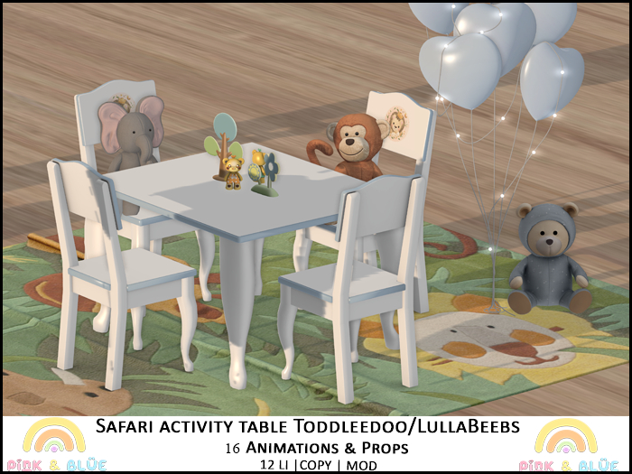 {Pink&Blue}Safari activity table Toddleedoo/LullaBeebs