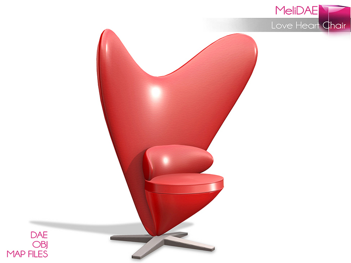 Dae, Obj, FBX, And Texture Files Love Heart Shape Chair 