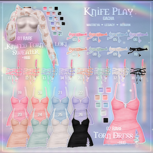 14.Loki - Knife Play GACHA - Lavender Ribbon Garter - Reborn