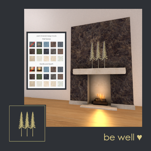NEW ➛ Yosemite Fireplace Set - Marble Fireplace with HUD, and Optional Fire Screen with Sound - Mesh C/M (Add to Unpack)