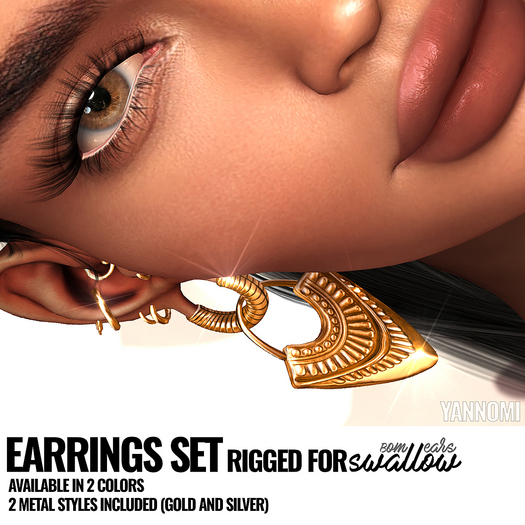 [YAN] Swallow rigged earrings set v.2 silver and gold