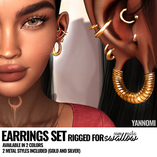 [YAN] Swallow rigged earrings set v.3 silver and gold