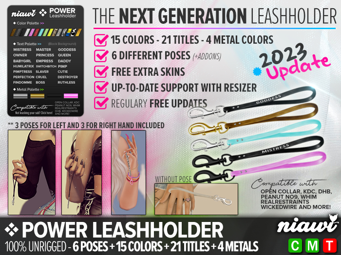 Niawi - POWER Leashholder 6 Poses 36 Title/Colors & more