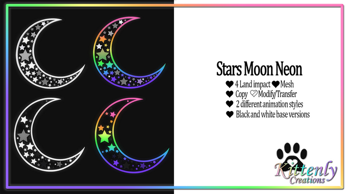 Kittenly Creations - Stars Moon Neon