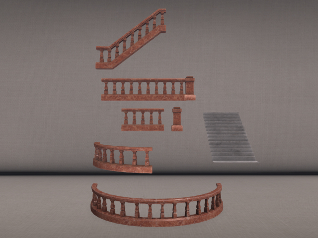 Balustrade Set (Red Marble)