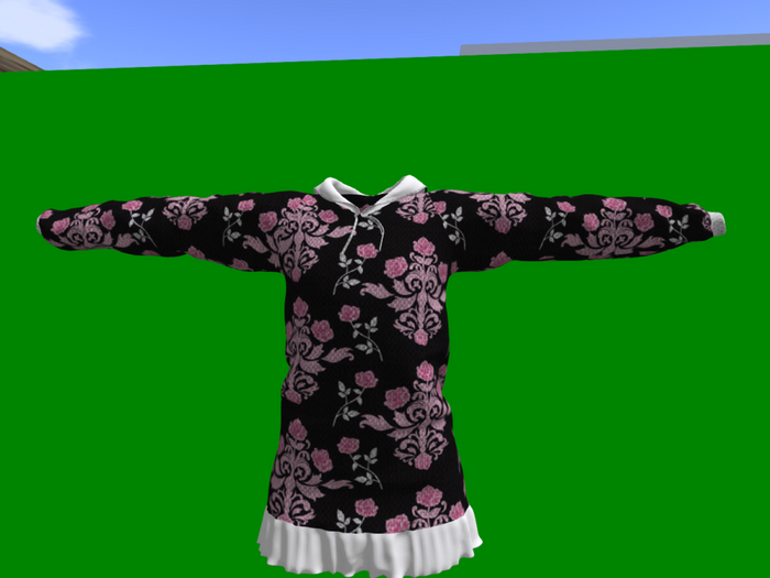 Hoodie-dress-REBIRTH-Flat  black floral