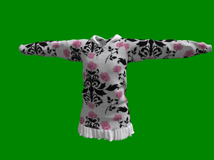 Hoodie-dress-REBIRTH-Flat  white floral 2