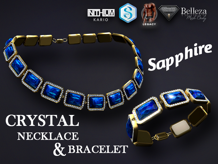 [7/11] Crystal Gem Necklace & Bracelet - SAPPHIRE