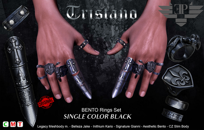 L'Emporio&PL::*Tristano*:: Set Armor Rings-Black-
