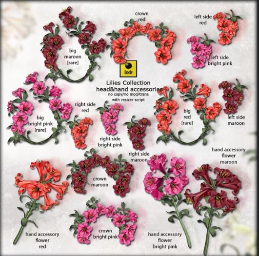 *LODE* Head Accessory - Lilies [big red] RARE