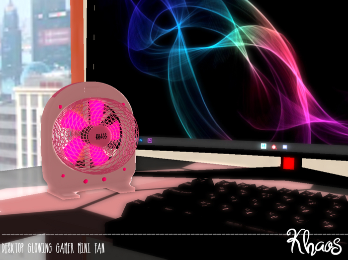 Khaos's Mini desk fan (rotates) - white and pink fan 3LI