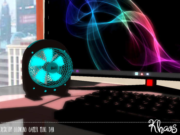 Khaos's Mini desk fan - black and blue fan 3LI 