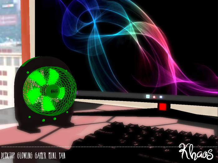 Khaos's Mini desk fan - black and green fan 3LI 