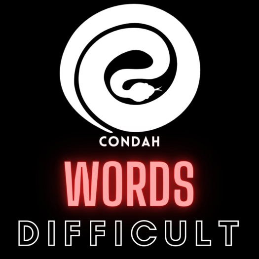 CONDAH Words - DIFFICULT - Word List Card (Word Scrambler) - 231 Words