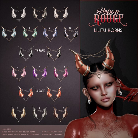 1. POISON ROUGE Lilitu Horns Gold Silver